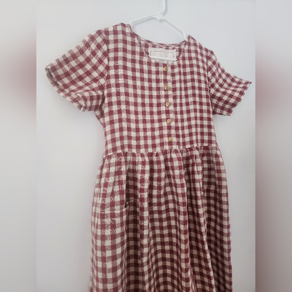 notPERFECTLINEN Marsala Gingham Mama Maxi Dress Small - Brand New - Picture 3 of 5